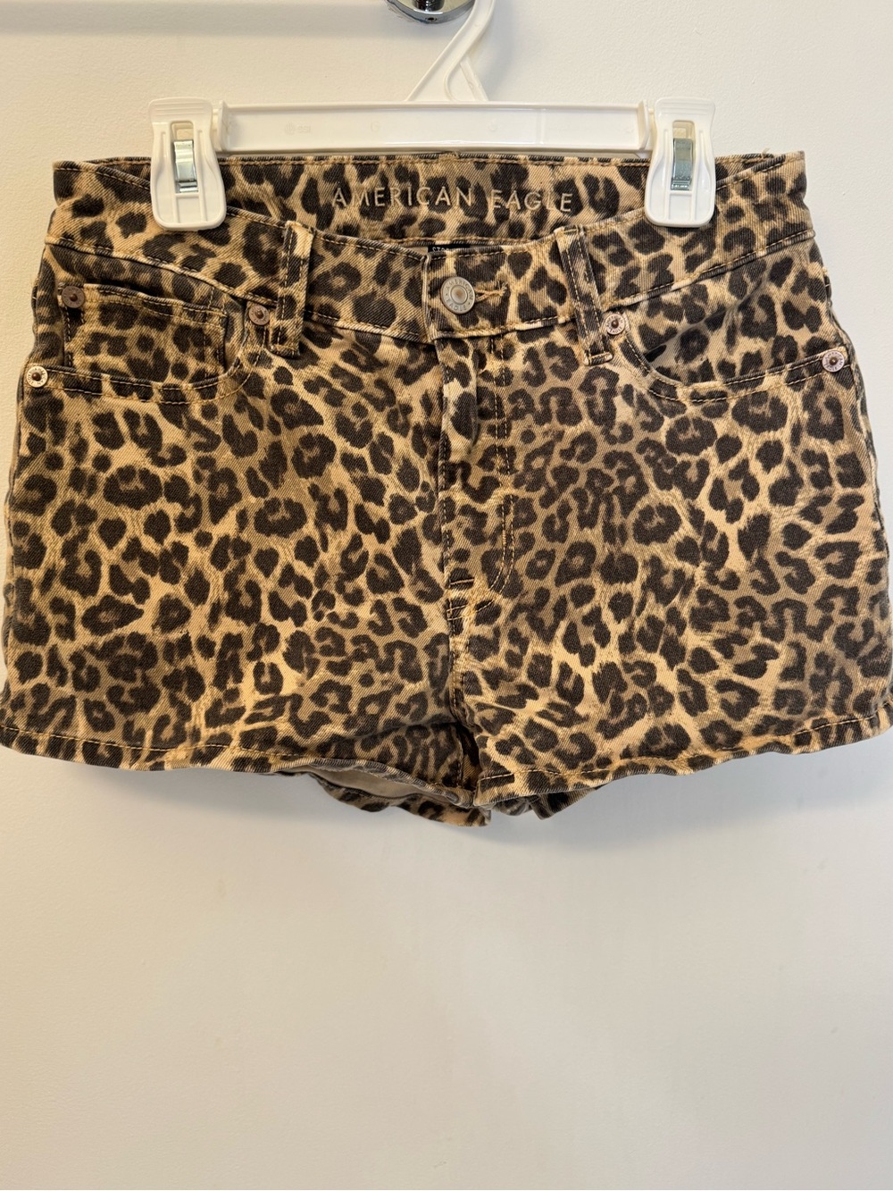 American Eagle Outfitters Leopard Print Jean Shorts - Brown/Black